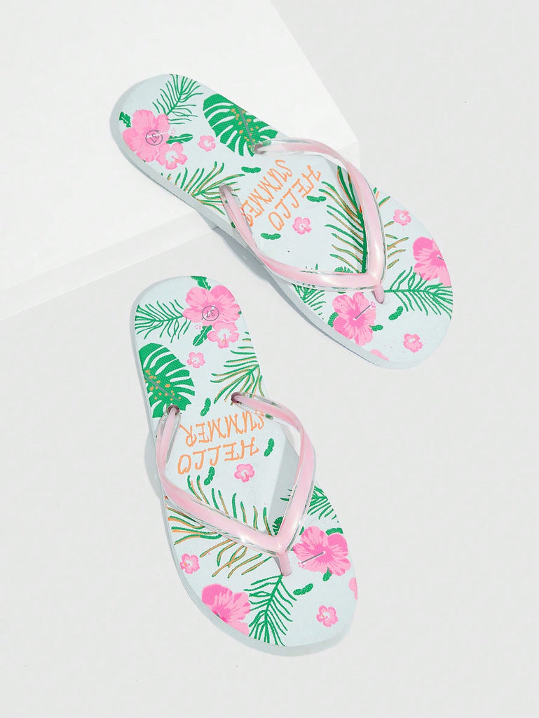 Fashion Pink Flip Flops For Women, Toe Post Design Slippers