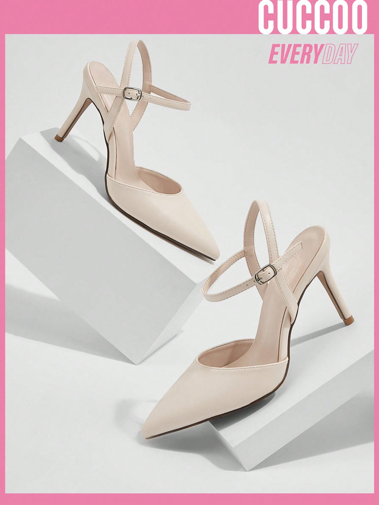 Point Toe Stiletto Heeled Ankle Strap Pumps