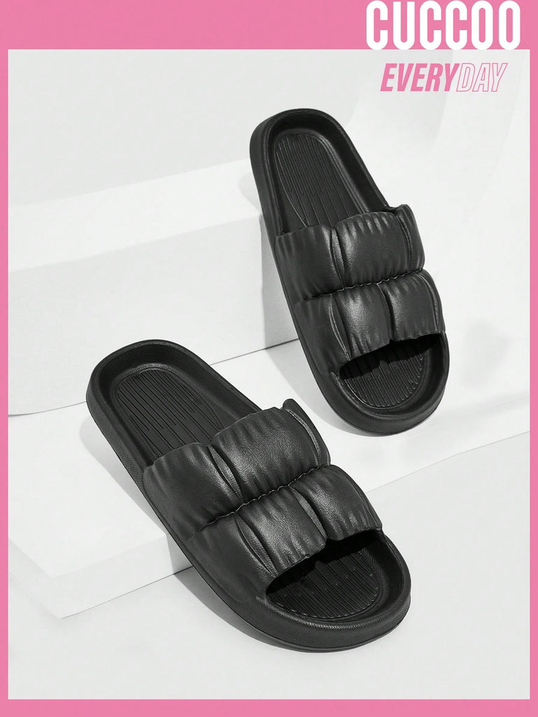 Women Minimalist Slides, EVA Fashion Slides Black