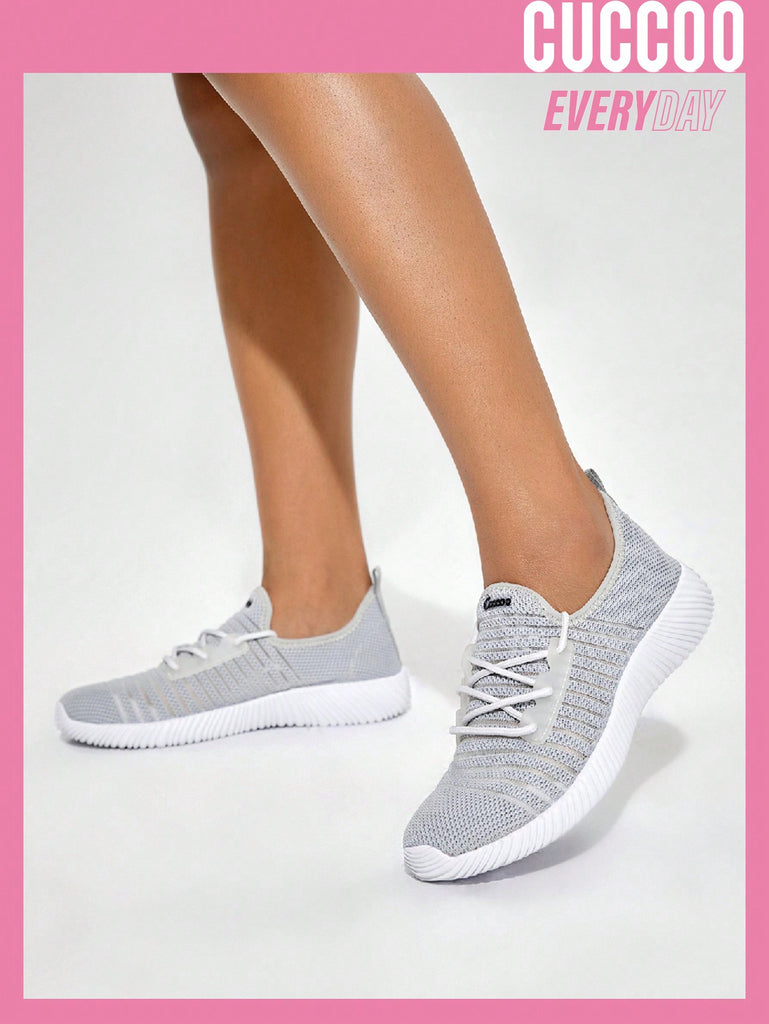 Ribbed Lace-up Front Wide Fit Running Shoes