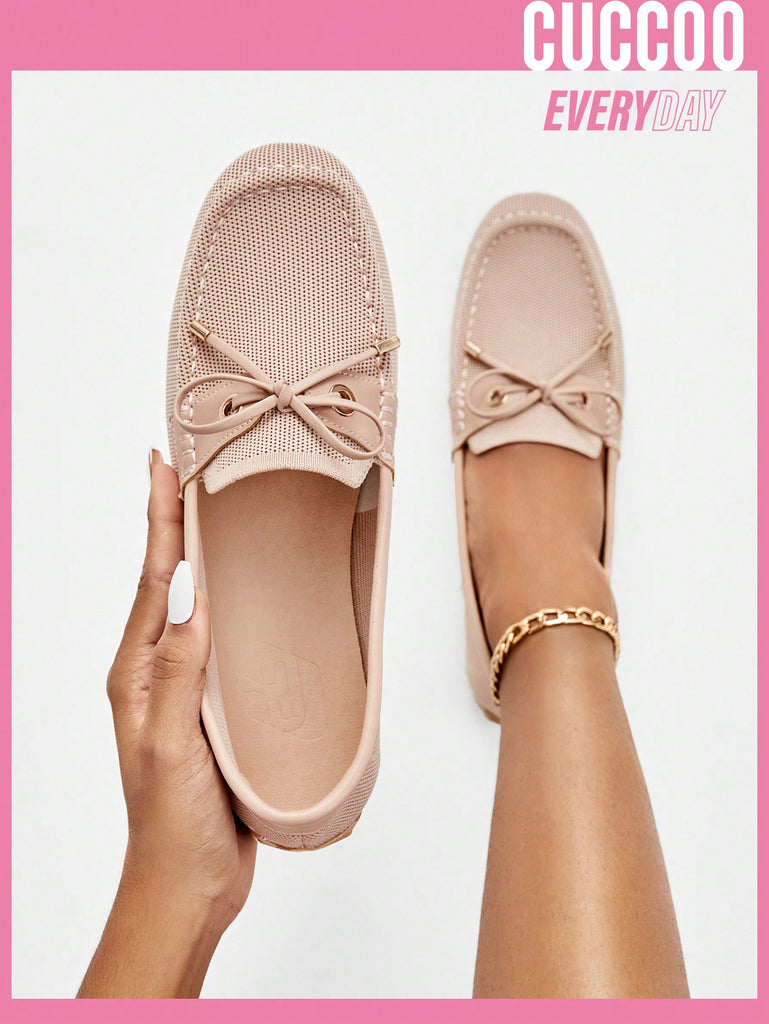 Bow Decor Stitch Detail Flat Loafers