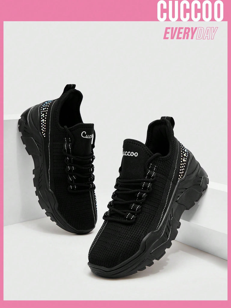 Sporty Sneakers For Women, Letter Graphic Lace-up Front Chunky Shoes